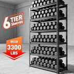 REIBII 3300LBS Garage Shelving Heavy Duty, 79" H x 40" W x 16" D Garage Storage Shelves, 6 Tier Adjustable Metal Shelving Unit, Multi-Use Storage Rack for Kitchen, Office Room, Pantry, Basement - size: 40"Wx16"D x 79"H