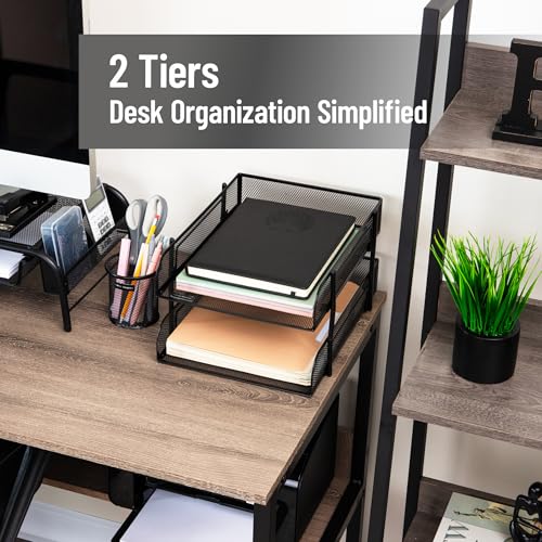 Mind Reader Paper Tray, Desk Organizer, Stackable, Storage, Office, Metal Mesh, 10.5" L x 13.25" W x 7.5" H, Set of 2, Black - size: 2-Pack