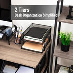 Mind Reader Paper Tray, Desk Organizer, Stackable, Storage, Office, Metal Mesh, 10.5" L x 13.25" W x 7.5" H, Set of 2, Black - size: 2-Pack