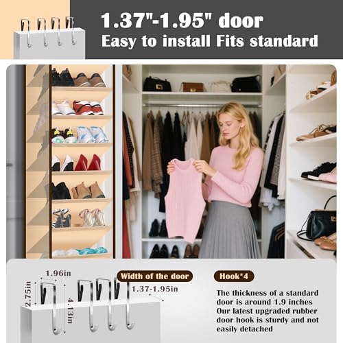 10 - Pocket Over - the - Door Hanging Shoe Organizers & Rack, Made of Sturdy 600D Oxford + Non - Woven Fabric, Space - Saving Storage for Shoes, Boots & More (Cream-colored) - color: Cream-colored