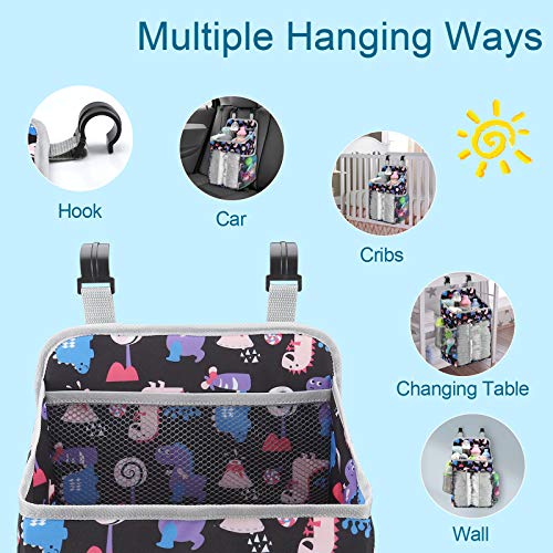 Accmor Hanging Baby Diaper Caddy Organizer, Diaper Stacker, Baby Crib Hanging Classified Storage Bag Organizer for Changing Table, Crib, Playard or Wall & Nursery Organization, Black - style: Style A-Black