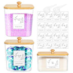 COAZEX 3 Pack Plastic Laundry Pods Container & Dryer Sheet Holder, Laundry Room Organization and Storage Jars with Lids, Scoops & Labels for Detergent, Powder, Scent Booster - color: D-2+1 Pack