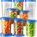 BiuLeon 12 Pack-34 oz Freezer Storage Containers, Plastic Food Storage Containers with Twist Top Lids, BPA Free and Reusable Soup Containers with Lids, Leakproof/Microwave/Dishwasher Safe - color: 12Pack-34oz