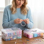SGHUO Bead Organizer Box, 56 pcs Small Organizers, 3-Tier Stackable Storage Container Box for Art Craft Storage, Washi Tape, Kids Toys, Jewelry, Beauty & Sewing Supplies - style: 3 tier-mix