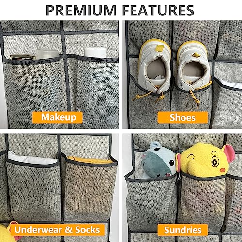 homyfort 2 Pack Over the Door Shoe Organizer, Hanging Shoe Rack Storage Holder with 48 Large Pockets for Closet Door (Grey) - color: Linen-like Grey, size: 2 Pack 24 Pockets