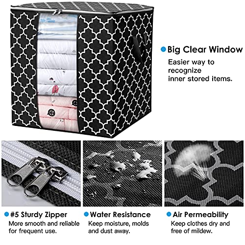 WISELIFE Storage Bags [3 Pack/100L] Large Blanket Clothes Organization and Storage Containers for Comforters,Bedding, Foldable Organizer with Reinforced Handle, Clear Window, Sturdy Zippers,Black - color: Black, size: 3 x 100L