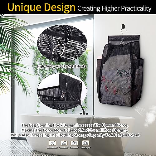 Hanging Collapsible Breathable Mesh Laundry Hamper,Fast Drying Portable Space Saving Storage Bag,Rv Laundry Hamper,Applied to College Dorm Rooms, Gym, Swimming and RV Travel (Black) - color: Black