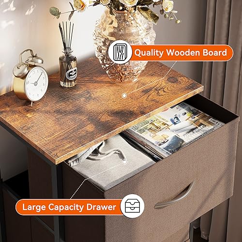 AODK Dresser for Bedroom Nightstand Small Dressers Chest of Drawers End Table for Living Room, Closet Dresser with 3 Storage Drawers Organizer Clothes, Brown - color: Brown