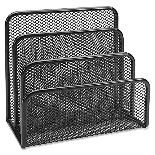 1InTheOffice Mail Organizer, Multi Step Desk Organizer, Desk File Sorter, Mesh Vertical File Organizer, Black, 1 Pack