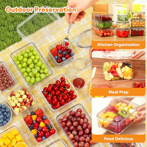 52 Pcs Food Storage Containers with Lids Airtight (26 Containers & 26 Lids) - Leakproof Meal-Prep Container for Kitchen Storage and Organization, Stackable Plastic Food Containers with Labels & Pen