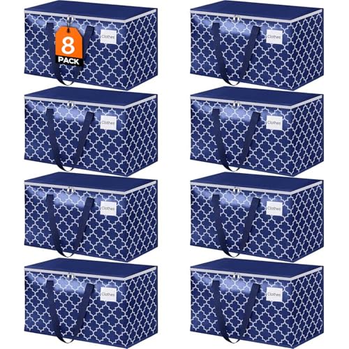 Fabspace Moving Bags, Extra Large Moving Supplies, Heavy Duty Storage Bags, Packing Bags with Reinforced Zippers & Handles, Collapsible Packing Boxes, Storage Totes for Moving, Packing, 88L, 8 Packs - size: 88L