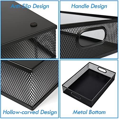 2Pcs Desk Drawer Organizer, Stable Metal Mesh Desk Storage Tray, Versatile Storage Box Set for Office Home Supplies,13 x 9 inches - color: Black A4 L-2Pcs