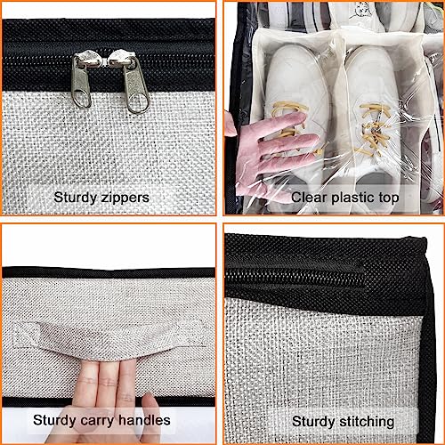homyfort Shoe Storage Organizer Under Bed, 2 Pack Fits 32 Pairs, Extra Large Shoe Container, Breathable Fabric Underbed Storage for Sneakers, Slippers, Closet, Grey - color: Light Grey