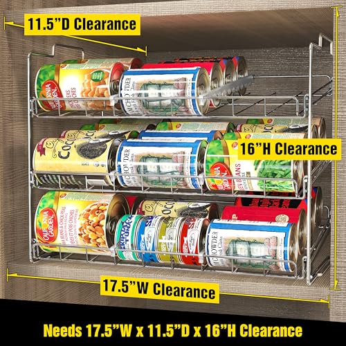 Deco Brothers Stackable Can Rack Organizer for Kitchen and Pantry, Holds Upto 36 Cans, Chrome Finish - color: Chrome