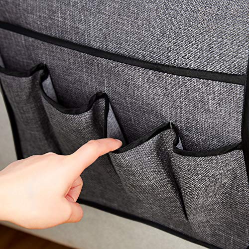 Sofa Armrest Organizer Non-Slip Arm Chair Hanging Caddy Remote Control Holder for Magazine, Phone, Books, Glasses(Grey,13in) - color: Gray, size: 35"x13"