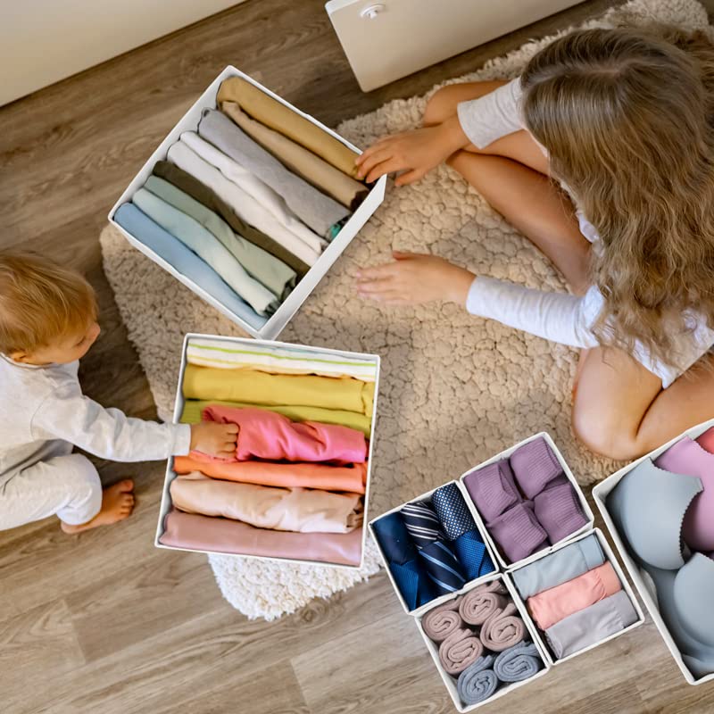 Criusia Drawer Organizer Clothes, 24 Pack Dresser Organizer Bins for Nursery Bedroom, Closet Organization and Storage Dividers for Clothing, Baby Clothes, Underwears, Socks (White) - color: White, size: 24 Pack