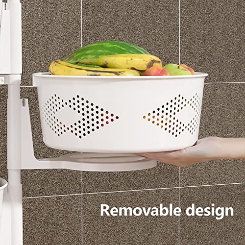 Multi-Layer Kitchen Storage Basket Rotating Vegetable Organizer Cart with Lockable Casters Rolling Living Room Standing Rack with Shelve for Bathroom,Bedroom,29in Height (4Tier-White) - size: 4Tier-White
