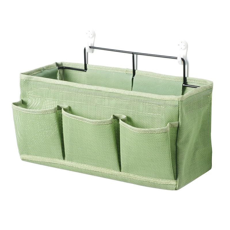 Bed Hanging Storage Bag，Bed Side Storage Pocket，Bunk Bed Hanging Storage Caddy with Hooks and Pockets for Bunk Beds Rails Book Phone Glasses Storage(Green(Wall-Mounted Model)) - color: Green(wall-mounted Model)