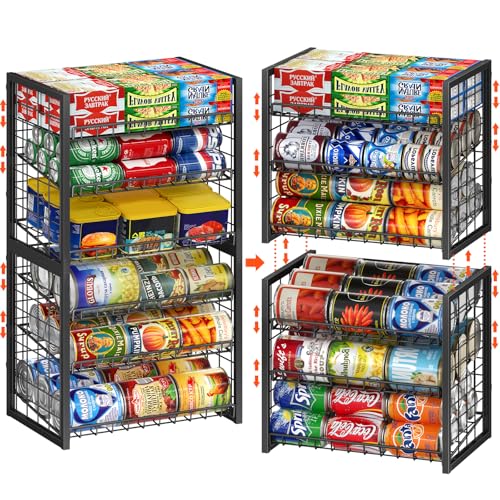 X-cosrack 2 Packs 3 Tier Sturdy Stackable Can Organizer for Pantry, Adjustable Pantry Organizer and Storage for Canned Food Can Goods, Kitchen Can Dispenser Storage Holder for Soda Drinks Snacks - size: 2 Packs 6 Tier