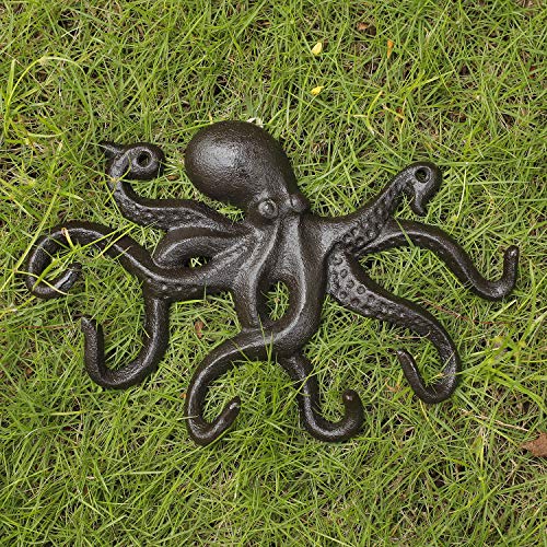Key Holder for Wall, Octopus Coat Hooks Wall Mounted Towel Hooks, Heavy Duty Key Hooks Decorative with 6 arms - color: Black