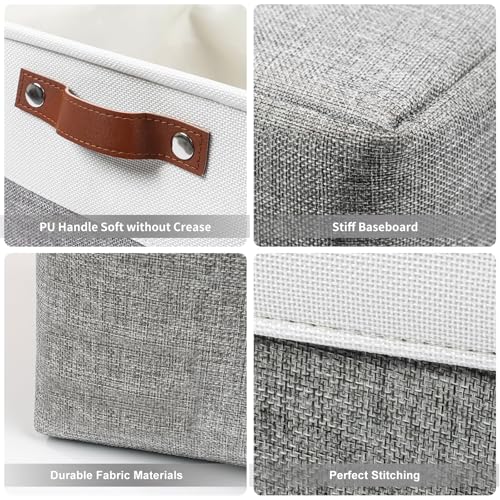 Bagnizer Collapsible Fabric Storage Cubes 11x11 Cube Storage Bins, 4 Pack Closet Baskets Box with Handles for Organizing, Shelf, Toys, Clothes, Home, Office, Nursery (Grey&White) - color: Gray / Off-White, size: Cube - 11"x11"x11"