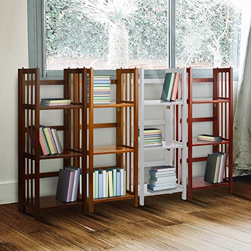 Casual Home Narrow 3-Shelf Folding Bookcase, 14" Wide, Mahagony - color: Mahogany