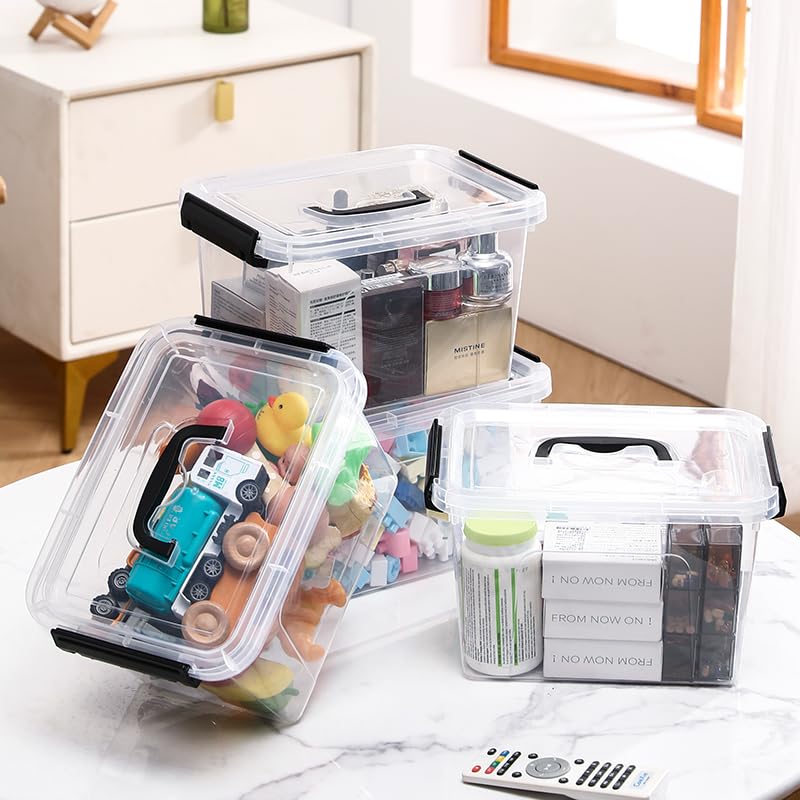 8-Pack Storage Latch Bins with Lids/Handle, 5 Quart Clear Plastic Latching Organize Box, Stackable Storage Containers for Organizing - color: Clear, size: 8 Pack
