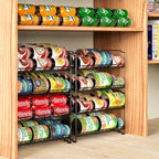 Simple Houseware 2 Tier Stackable Can Rack, Black, 2 Pack - color: Black