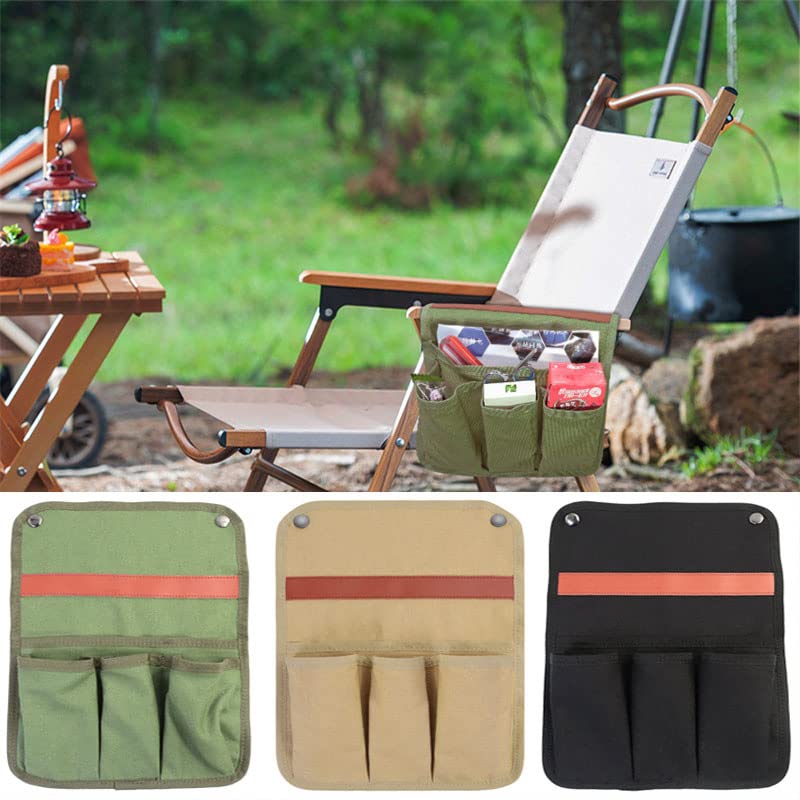 Buyter Armrest Pouch, Chair Side Pocket Organizer, Beach Chairs Side Storage Bags, Including 1 Large Pocket, 3 Small Pockets, For Recliner Couch Sofa (Khaki) - color: Khaki