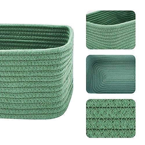 MiniArk Small Storage Baskets for Organizing | Closet Organizer Bins | Shelf Toy Basket | Woven Rope Baskets | Cube Decorative Box | Shallow Basket | 11.5x7.5x4.7” | 3 Packs Green - color: Green, size: 3pcs-L11.5xW7.5xH4.7"