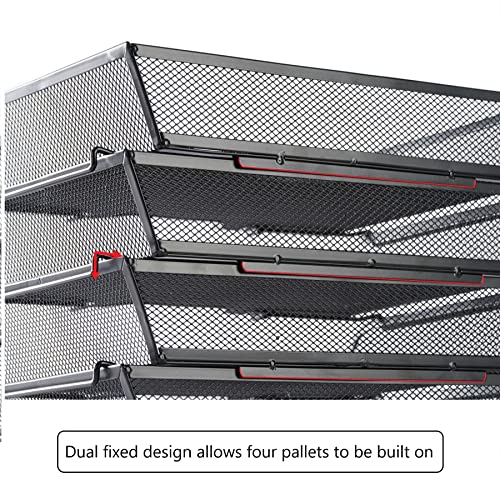 4 Tier Mesh Stackable File Trays Letter Trays,Office Paper Organizer for Desk,File Organizers and Storage,Black
