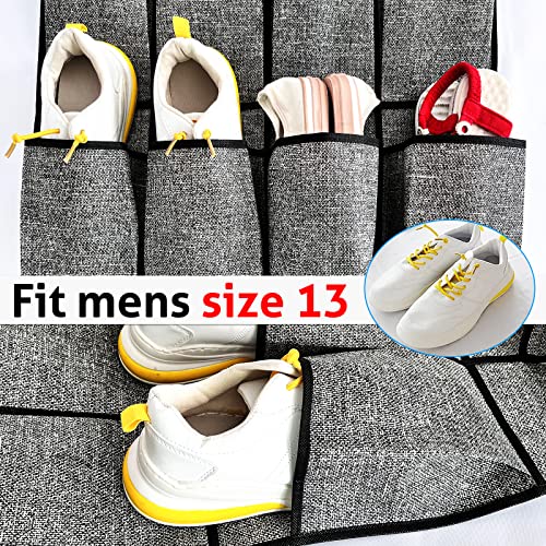 homyfort 35 Pockets Over the Door Shoe Organizer, Hanging Door Shoe Rack for Closet, Large Shoe Storage Holder Zapateras Organizer for Shoes (Black) - color: Linen-like Black, size: 1 Pack 35 Pockets
