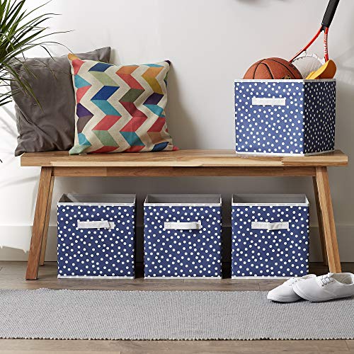 DII Non Woven Polyester Storage Bin, Polka Dot, French Blue & White, Small Set of 4 - color: French Blue & White, size: Small Set of 4, 11x11x11" Cube