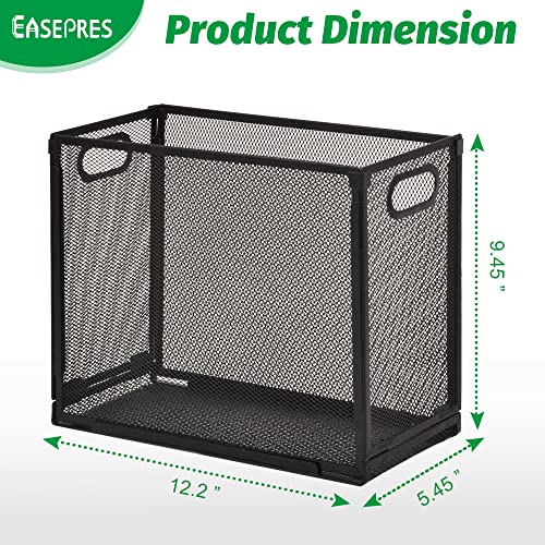 EASEPRES Desk Hanging File Organizer with 10 Folders, Mesh Metal Letter-Size Desktop File Holder Box for Filing Folder Storage Basket, 2 Pack Black, 12.2 x 9.45 x 5.45 inches - size: 2 Pack with 10 Folders