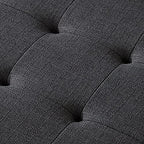 24KF Large Rectangular Upholstered Tufted Linen Fabric Ottoman Bench, Padded Bench with Solid Wood Shelf-Charcoal - color: Charcoal-bench, size: 16"D x 44"W x 18"H