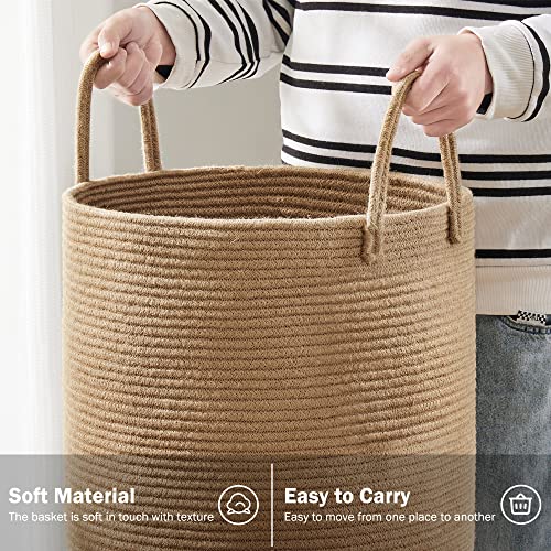 Jute Rope Laundry Hamper Basket by YOUDENOVA, 58L Tall Laundry Basket, Baby Nursery Hamper for Blanket Storage for Bedroom-Large-Jute - color: Jute Brown, size: Tall (58L )
