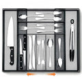 1 Pcs Utensil Drawer Silverware Organizer, Metal Mesh Expandable 13" ~24" Kitchen Drawer Organizer, 7-9 Slots Cutlery Tray Dividers for Kitchen Flatware Christmas Housewarming Gift (Black) - color: Black