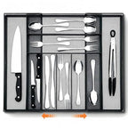 1 Pcs Utensil Drawer Silverware Organizer, Metal Mesh Expandable 13" ~24" Kitchen Drawer Organizer, 7-9 Slots Cutlery Tray Dividers for Kitchen Flatware Christmas Housewarming Gift (Black) - color: Black