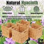 11x11in Storage Baskets 4 Pcs Square Baskets for Cube Shelf,Foldable Handwoven Water Hyacinth Storage Bins for Laundry Organizer