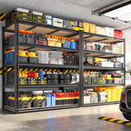 REIBII 48" W Garage Shelving 3080LBS Storage Shelves 5 Tier Industrial Shelving Adjustable Metal Storage Shelves for Garage, Basement, Warehouse, Commercial, Easy Assemble, 48" W x 72" H x 24" D - size: 48" W x 72" H x 24" D