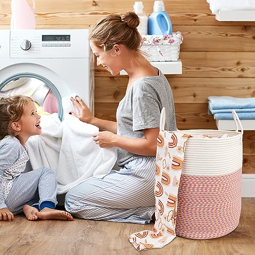 XUANGUO Cotton Rope Laundry Basket Hamper for Clothes Woven Storage Basket for Living Room Bedroom Boho Tall Rope Baskets for Blanket Toys Pillow Towels Baby Nursery Hamper Bin Large (multicolor) - color: multicolor, size: Regular