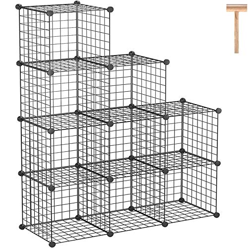 C&AHOME Wire Cube Storage - 9-Cube Organizer, Metal Grids, Modular Bookshelf, Closet Cabinet, Ideal for Home, Living Room, Office - 36.6'L x 12.4'W x 48.4'H Black - color: Black, size: 9 Cube
