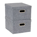 Household Essentials Collapsible Cotton Blend Storage Box with Lid and Metal Grommet Handle, Set of 2, Grey - color: Gray, size: 2 Count