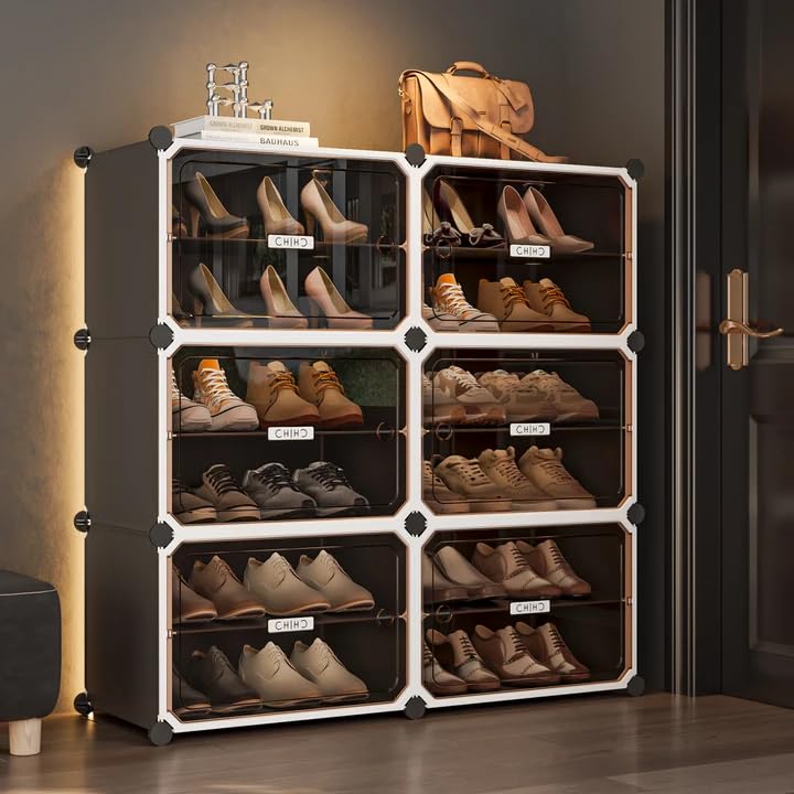 MAGINELS Shoe Rack,Expandable Shoe Cabinet Easy to Assemble. Shoe Storage with Door,Entryway, Closets, Hallway, and Bedroom.Accommodates Up to 24 Pairs of Shoes - size: 2 by 6 (24 Pairs)