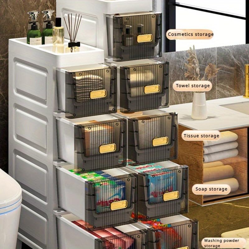 LDQ Slim Storage Cabinet with Drawers - Durable Waterproof PP Organizer for Bathroom/Kitchen/Health - Small Spaces, Snacks, Display & Retail-3Layers - size: 3layers