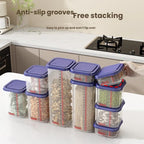 Airtight Food Storage Container With Lids 9PCS Family Set, BPA-Free Food-grade Plastic Stackable Leak-proof Kitchen Pantry Organizers for Pasta, Nuts, Dry Goods, Snack,Modular Design (Purple) - color: Purple