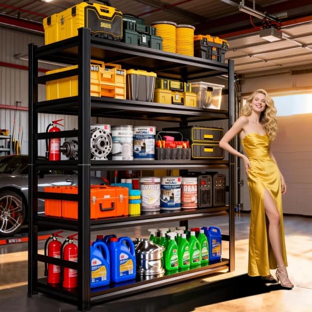 88" H Garage Shelving Heavy Duty, Metal Storage Shelves, 3000LBS, 5-Tier Adjustable Industrial Shelves Unit, Utility Organizer Shelf for Garage, Kitchen, Warehouse, Basement, 48"W x 24"D x 88"H - size: 48"W x 24"D x 88"H