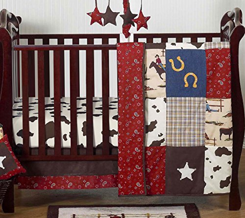 Sweet Jojo Designs Tan and Red Cowboy Foldable Fabric Storage Cube Bins Boxes Organizer Toys Kids Baby Childrens for Wild West Collection Set of 2 - color: Western