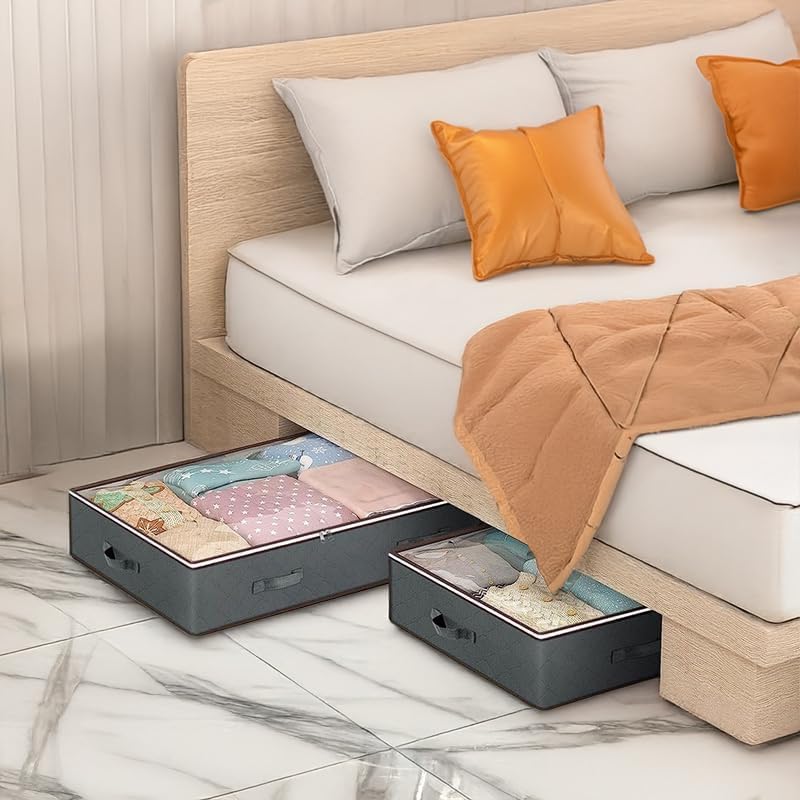 90L Under Bed Storage Containers, Closet Organizers and Storage Bins, Foldable Underbed Storage Bags for Blankets, Towels, Comforter, Sweaters, Linen Sheets, Wrapping Paper (Grey, 4 Pack) - size: 4 Pack