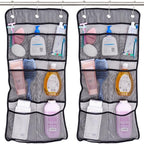 S&T INC. Shower Organizer, Shower Caddy or Bathroom Organizer with Quick Drying Mesh, 7 Pockets to Hold Shampoo, Soap, Loofah, and Cruise Ship Essentials, 14 Inch by 30 Inch, Black, 2 Pack - style: 2 Pack-Black